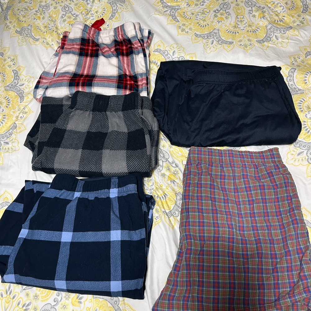 Assorted Plaid and Solid Pajama Pants men’s